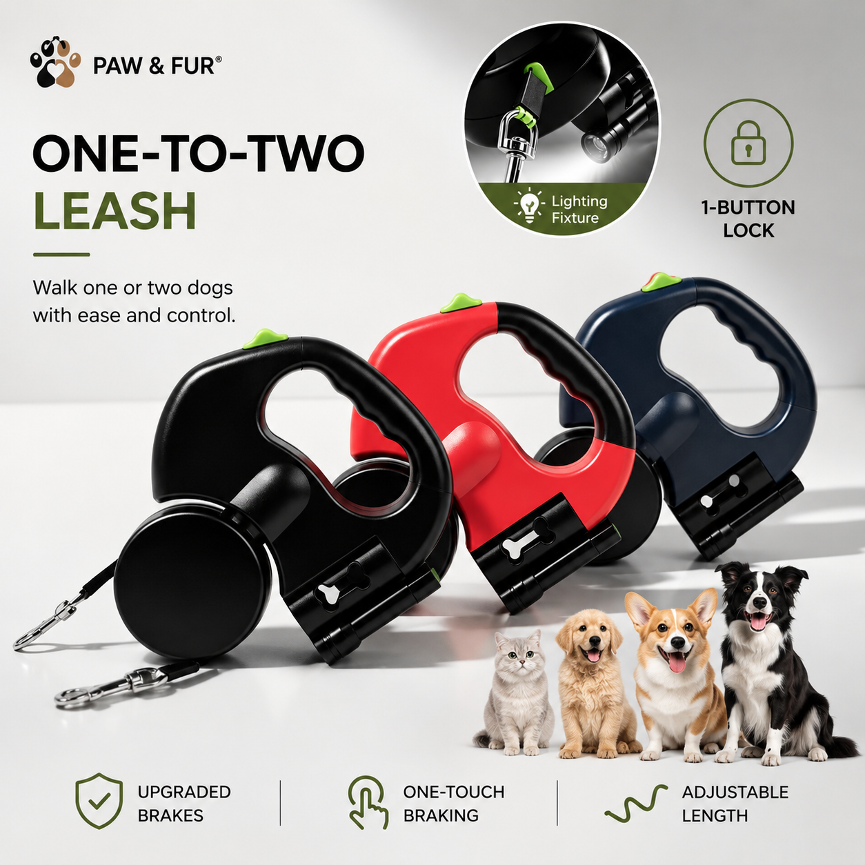 LED Retractable Dog Leash