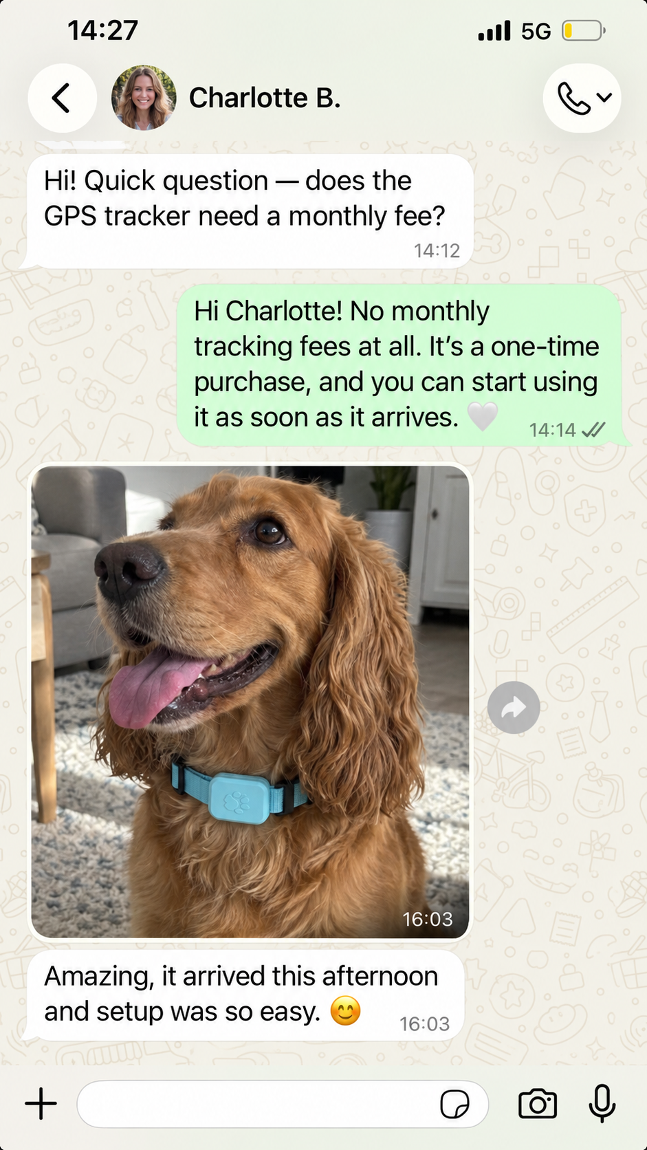Customer conversation about the tracker